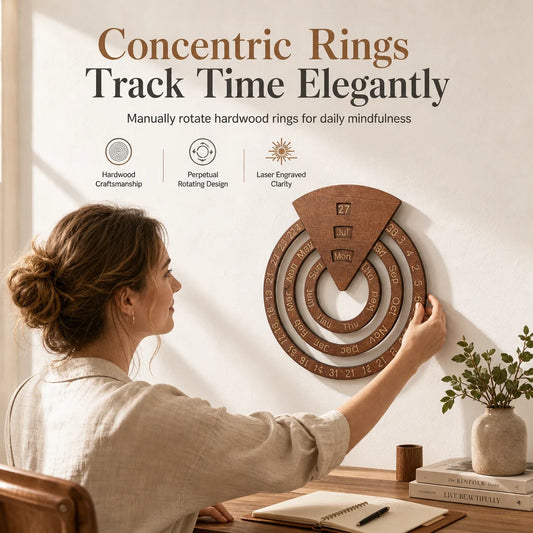 📅2027 New Arrivals 50%OFF💥Circular WoodenRotating PerpetualCalendar - Artistic,Interactive, Timeless🎁