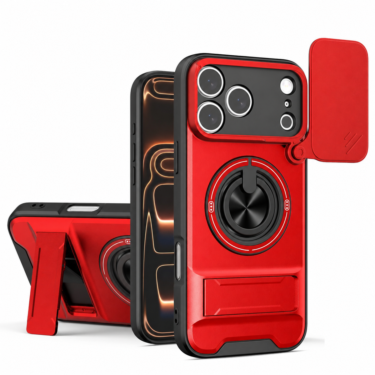New Mecha Push Window Phone Case, Ring Military Grade Shockproof Personalized, Accessories, Smartphone, Devices, Protection
