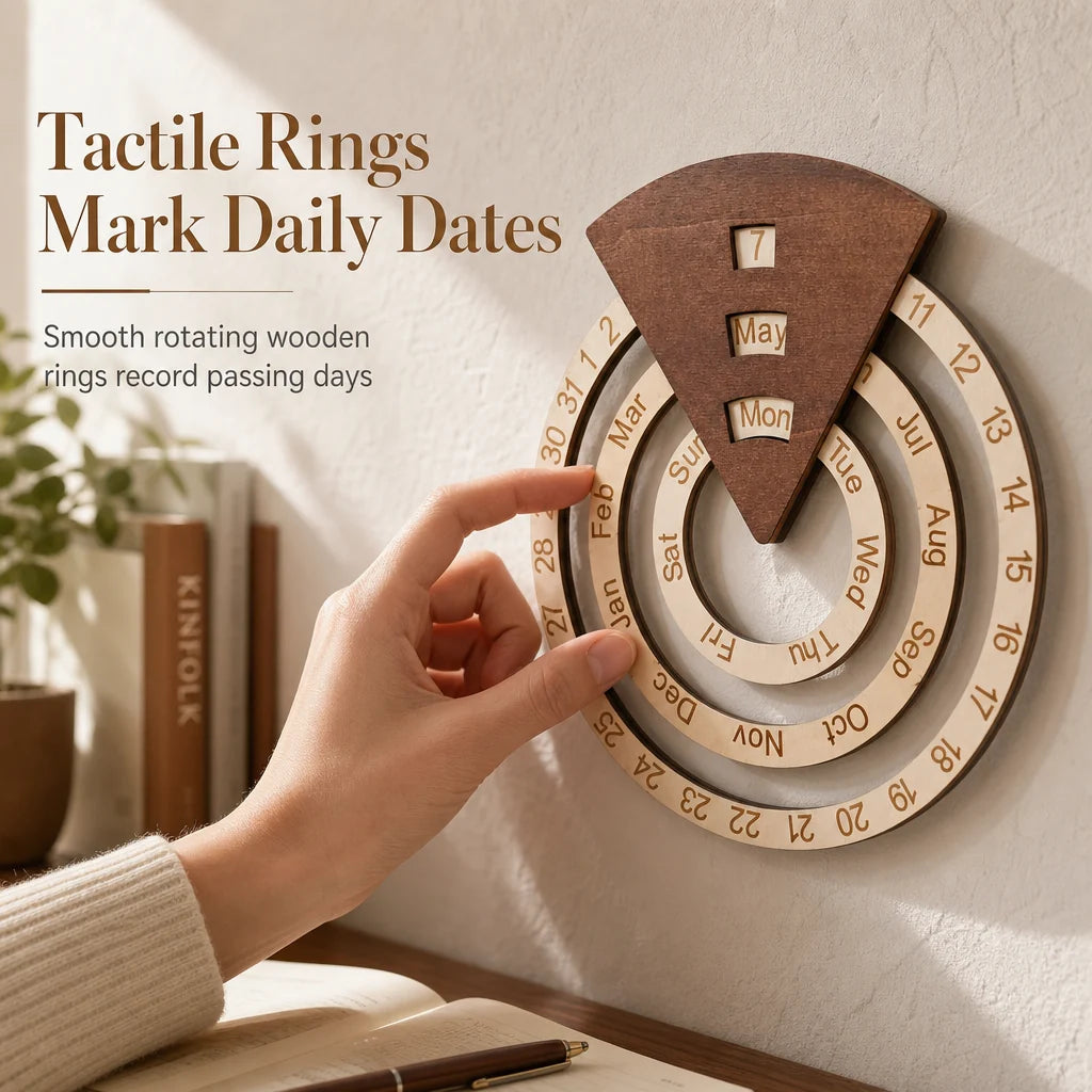 📅2027 New Arrivals 50%OFF💥Circular WoodenRotating PerpetualCalendar - Artistic,Interactive, Timeless🎁