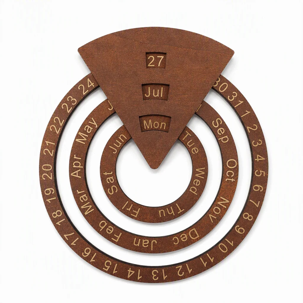 📅2027 New Arrivals 50%OFF💥Circular WoodenRotating PerpetualCalendar - Artistic,Interactive, Timeless🎁