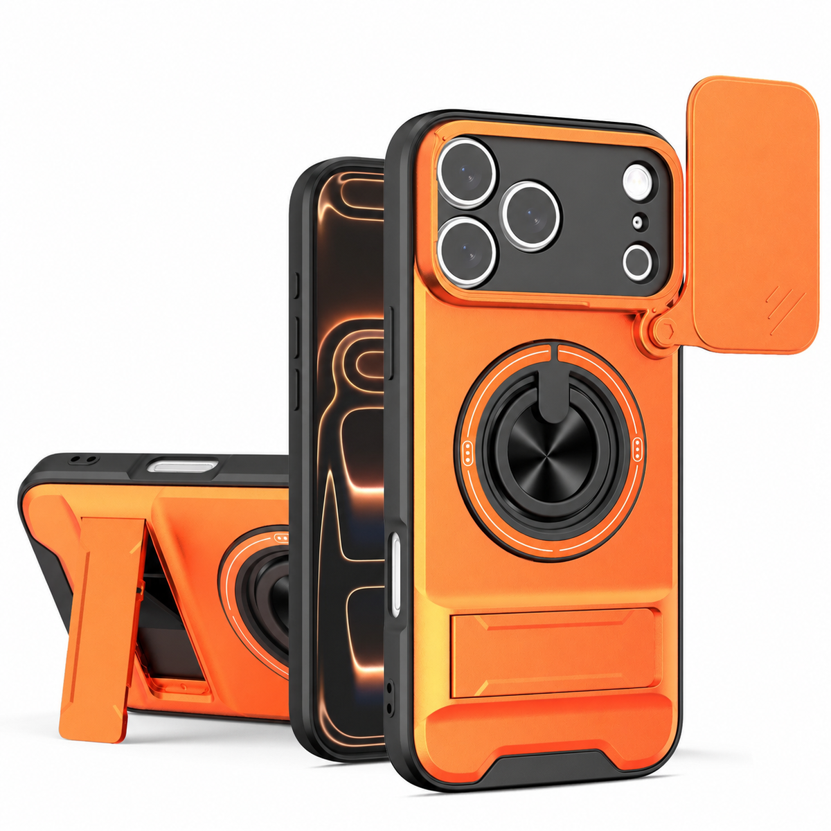 New Mecha Push Window Phone Case, Ring Military Grade Shockproof Personalized, Accessories, Smartphone, Devices, Protection