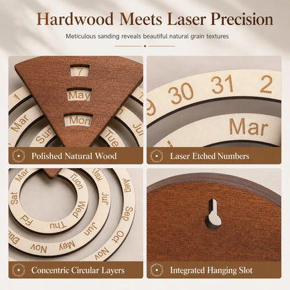 📅2027 New Arrivals 50%OFF💥Circular WoodenRotating PerpetualCalendar - Artistic,Interactive, Timeless🎁