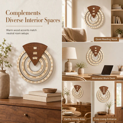 📅2027 New Arrivals 50%OFF💥Circular WoodenRotating PerpetualCalendar - Artistic,Interactive, Timeless🎁