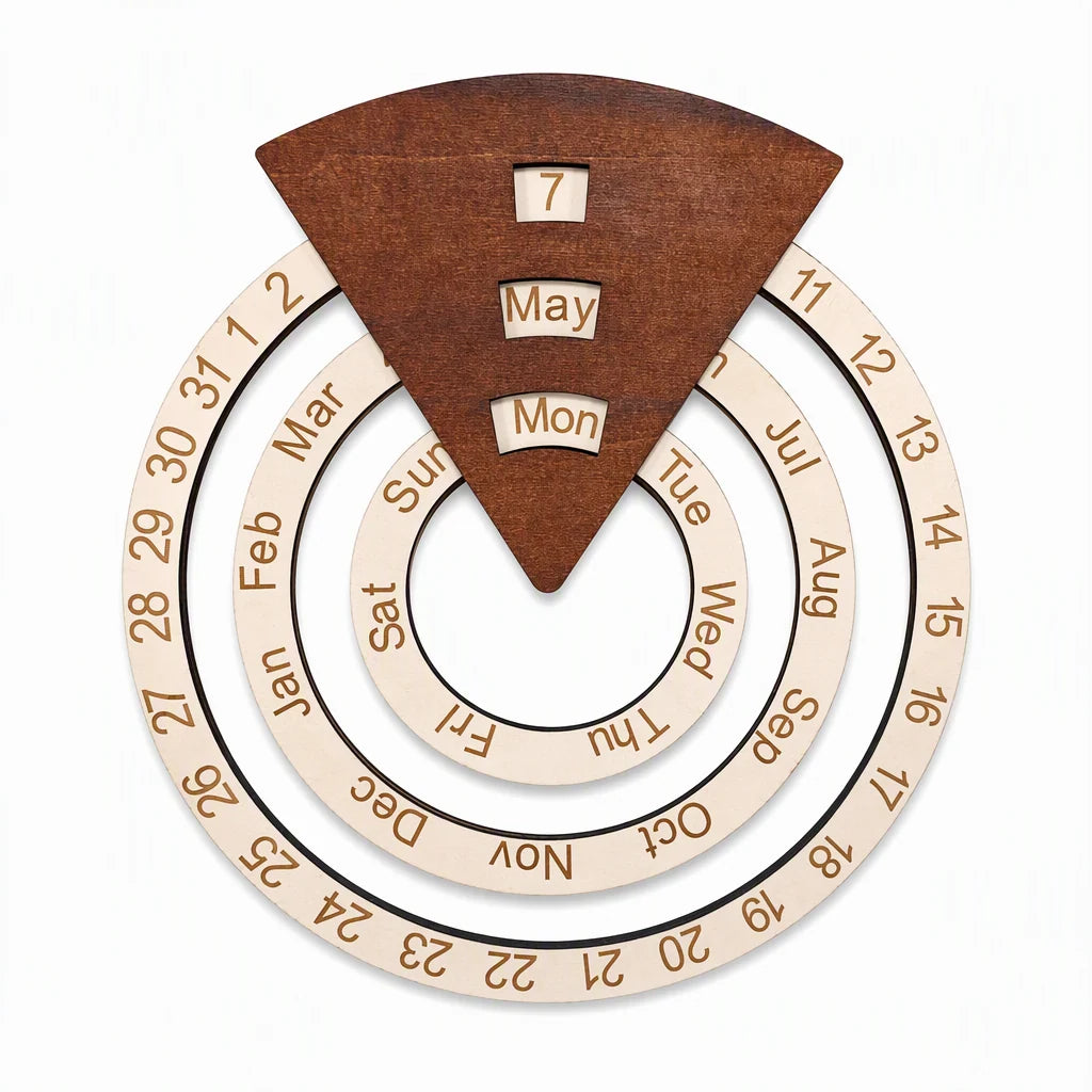 📅2027 New Arrivals 50%OFF💥Circular WoodenRotating PerpetualCalendar - Artistic,Interactive, Timeless🎁