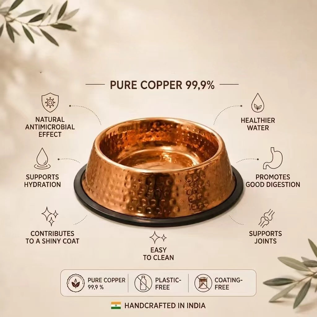 99.9% Pure Copper Bowl for Dogs & Cats