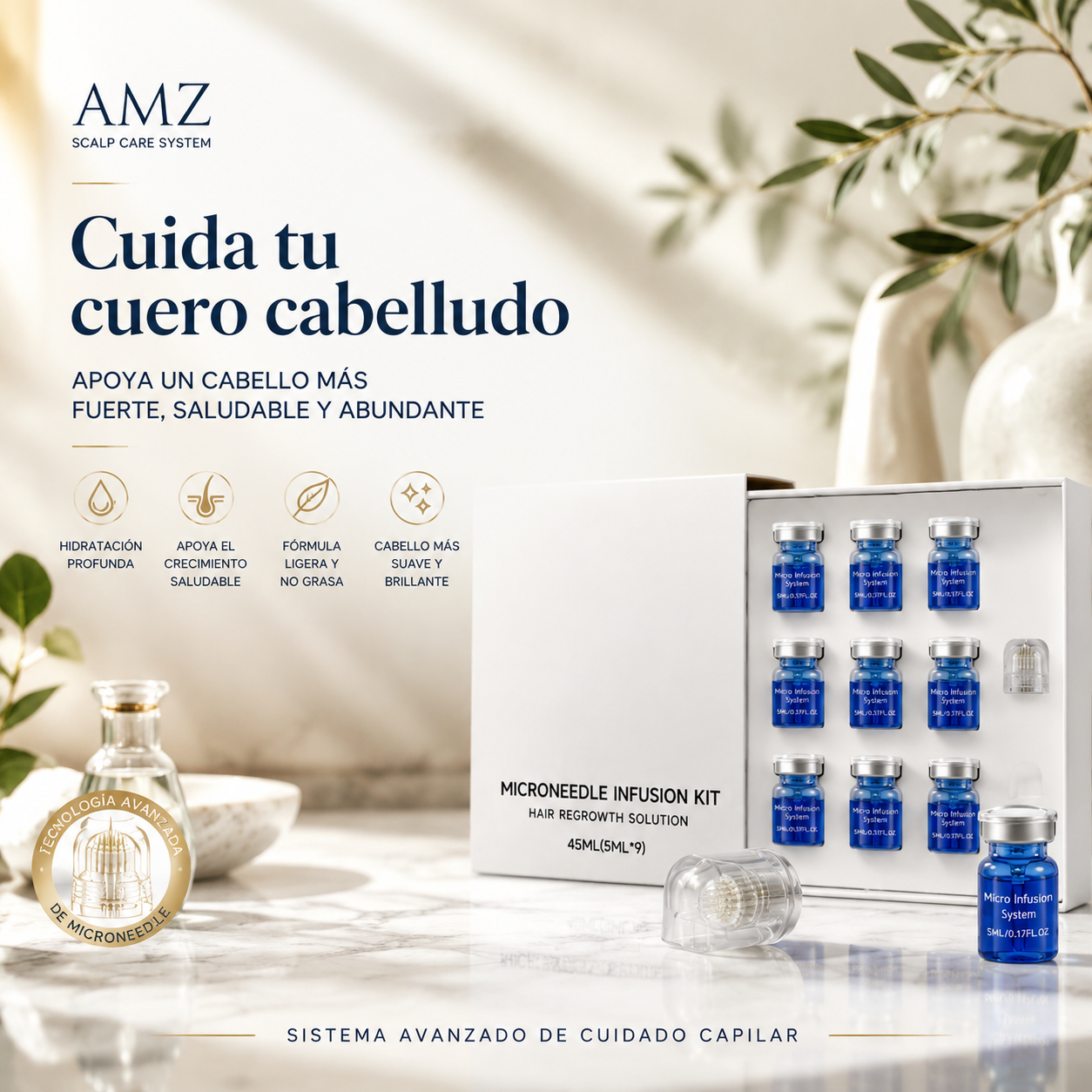 AMZ Scalp Serum Set Daily Moisturizing and Smoothing Hair Gentle Hydrating Refreshing Non-Sticky Serum Set