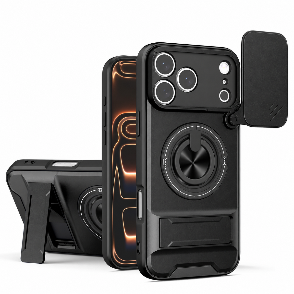 New Mecha Push Window Phone Case, Ring Military Grade Shockproof Personalized, Accessories, Smartphone, Devices, Protection