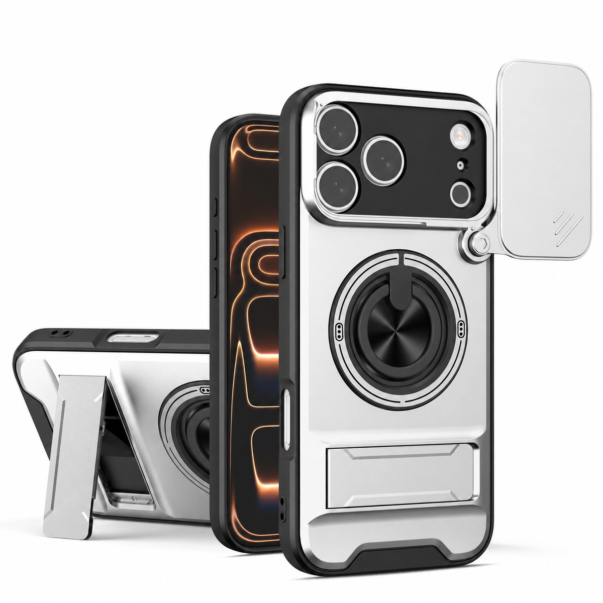New Mecha Push Window Phone Case, Ring Military Grade Shockproof Personalized, Accessories, Smartphone, Devices, Protection